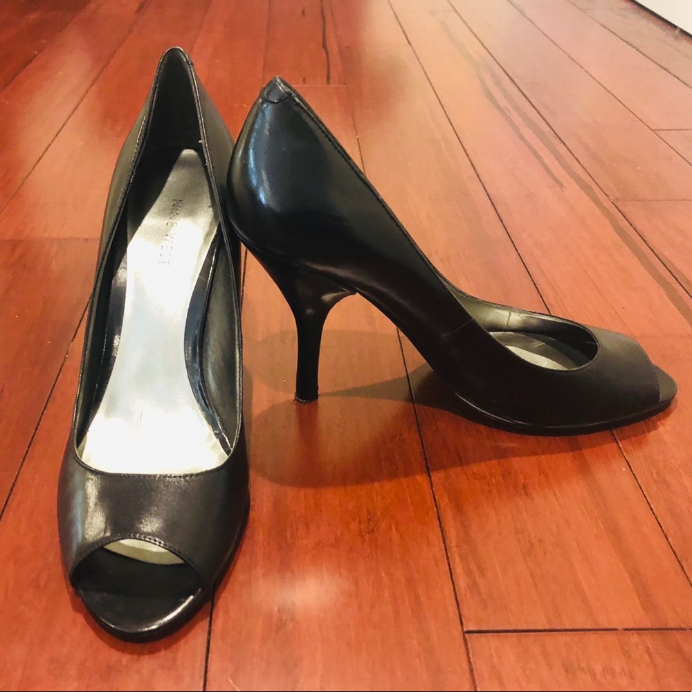 Nine West Leather Peep Toe Stilettos